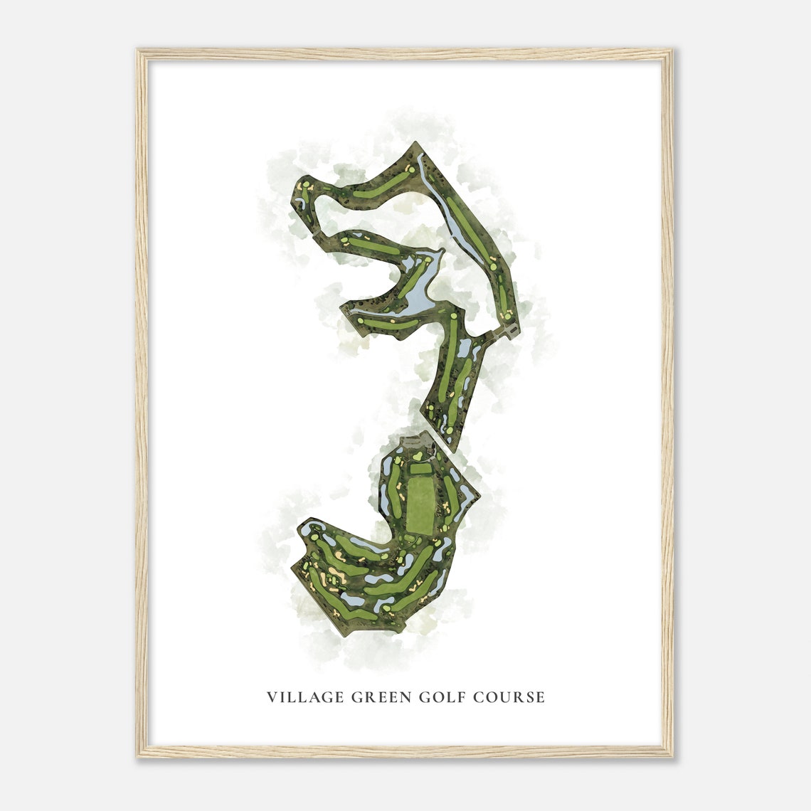 Village Green Golf Course Watercolor Map Minimalist Golfer Gift Poster - Image 2