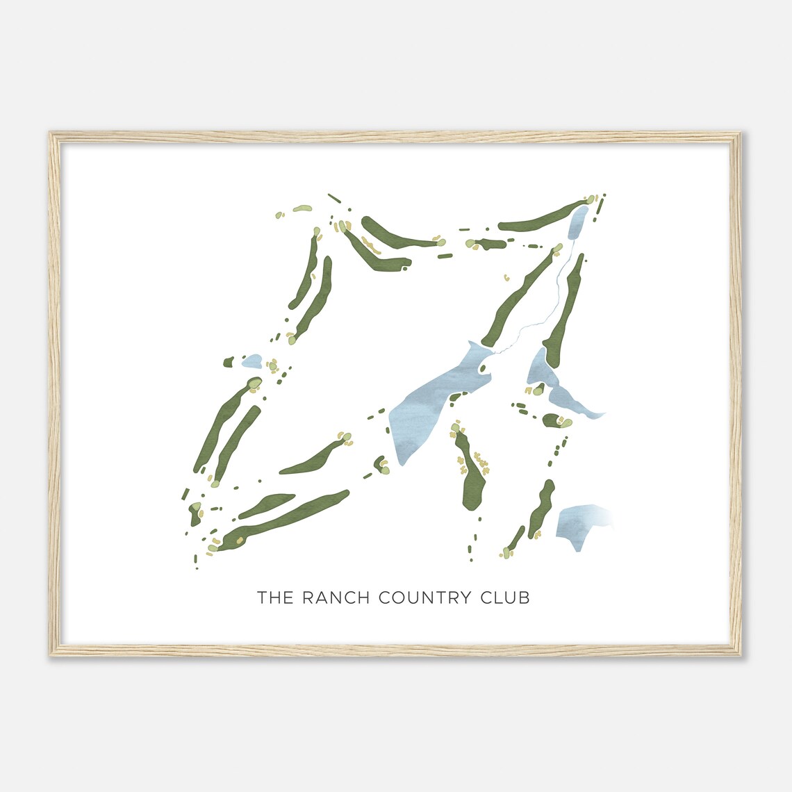The Ranch Country Club Classic Watercolor Golf Course Map Wall Art