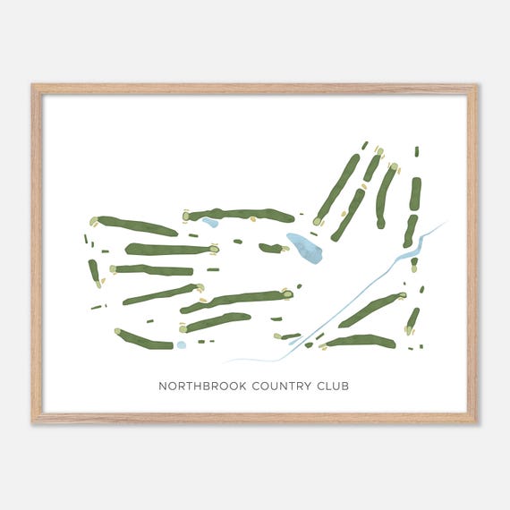 Northbrook Country Club In Luxemburg Wisconsin Modern Watercolor Map Golfer Gift Golf Wall Art Golf Poster Print Course Layout
