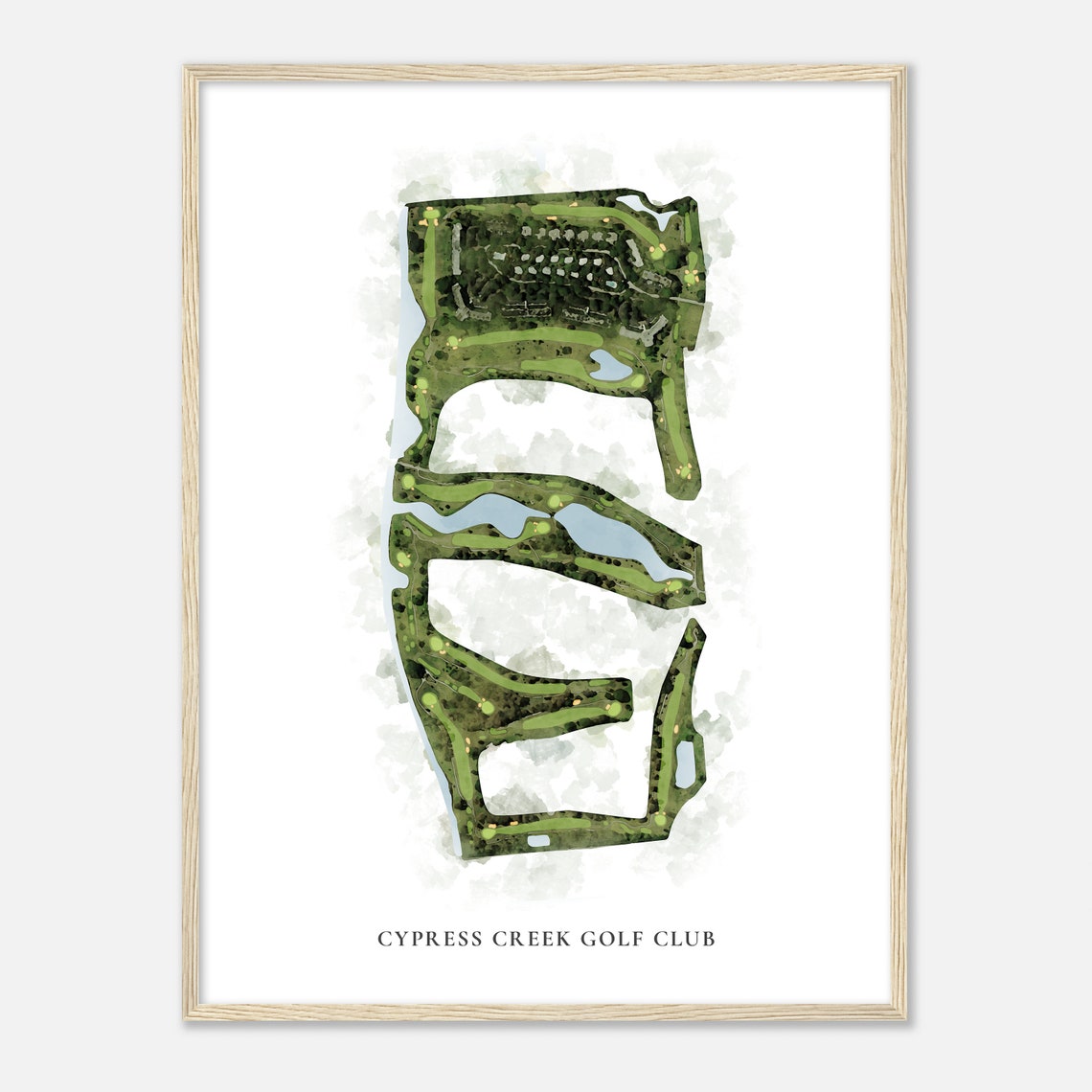 Cypress Creek Golf Club Golf Course Aerial Watercolor Map Poster