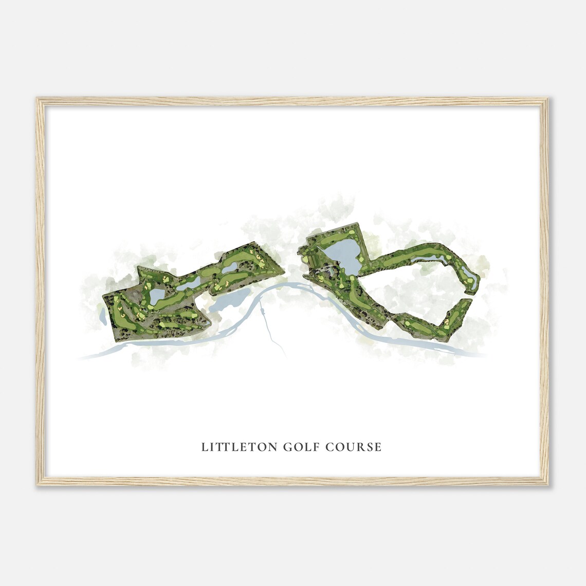 Littleton Golf Course Colorado Classic Watercolor Map Golfer Gift Golf Wall Art Golf Poster Print Course Layout