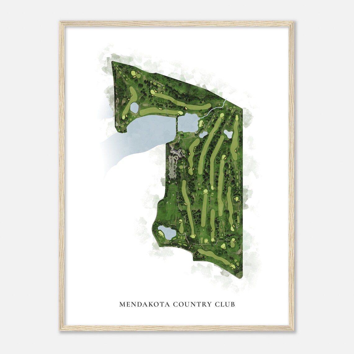 Mendakota Country Club Classic Watercolor Aerial Course Map Art Poster - Image 2