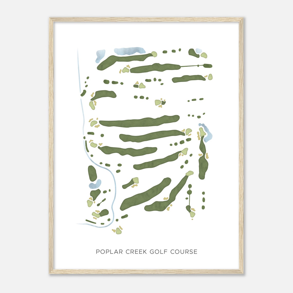 Poplar Creek Golf Course Minimalist Watercolor Layout Map Poster