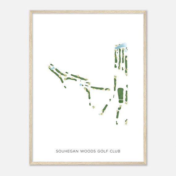Souhegan Woods Golf Club New Hampshire Modern Watercolor Map Golfer Gift Golf Wall Art Golf Poster Print Course Layout
