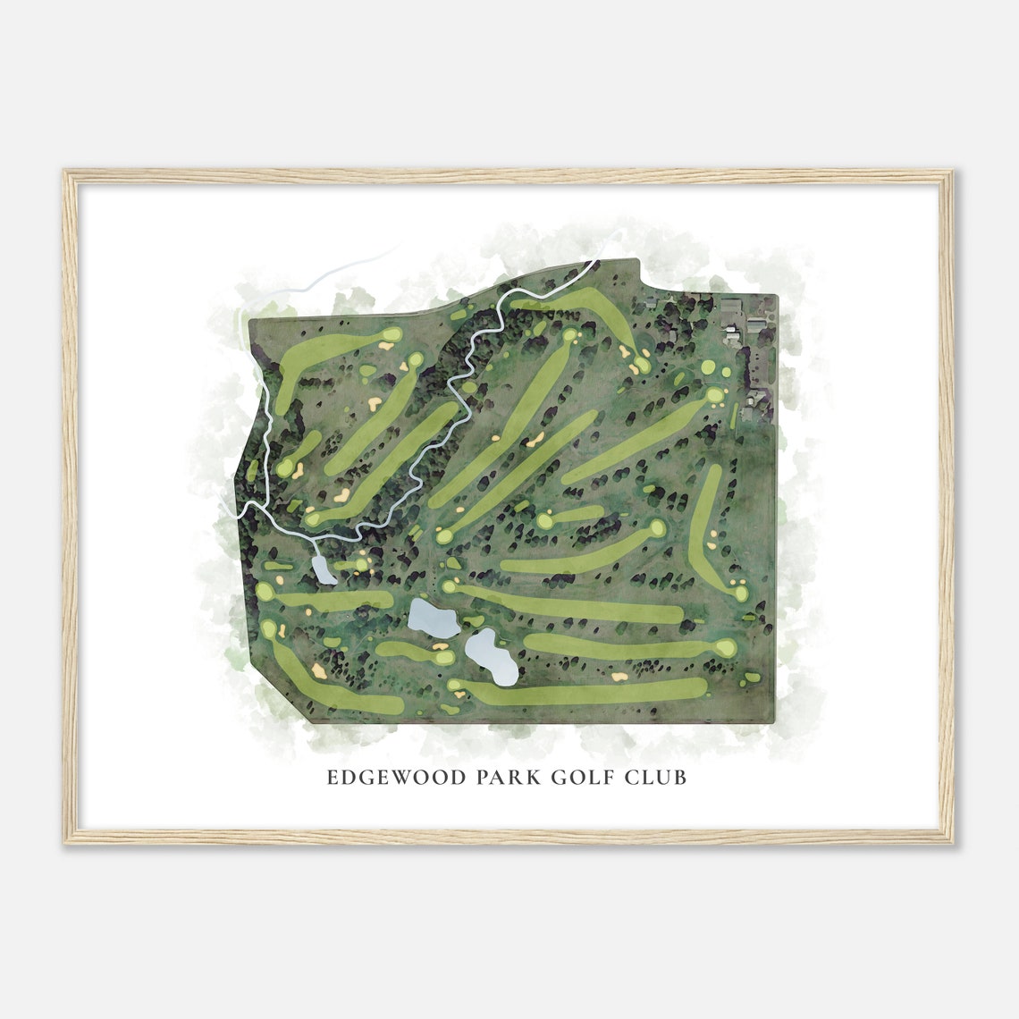 Edgewood Park Golf Club Classic Watercolor Course Map Poster