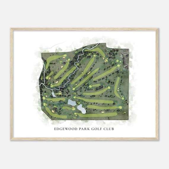 Edgewood Park Golf Club Illinois Classic Watercolor Map Golfer Gift Golf Wall Art Golf Poster Print Course Layout