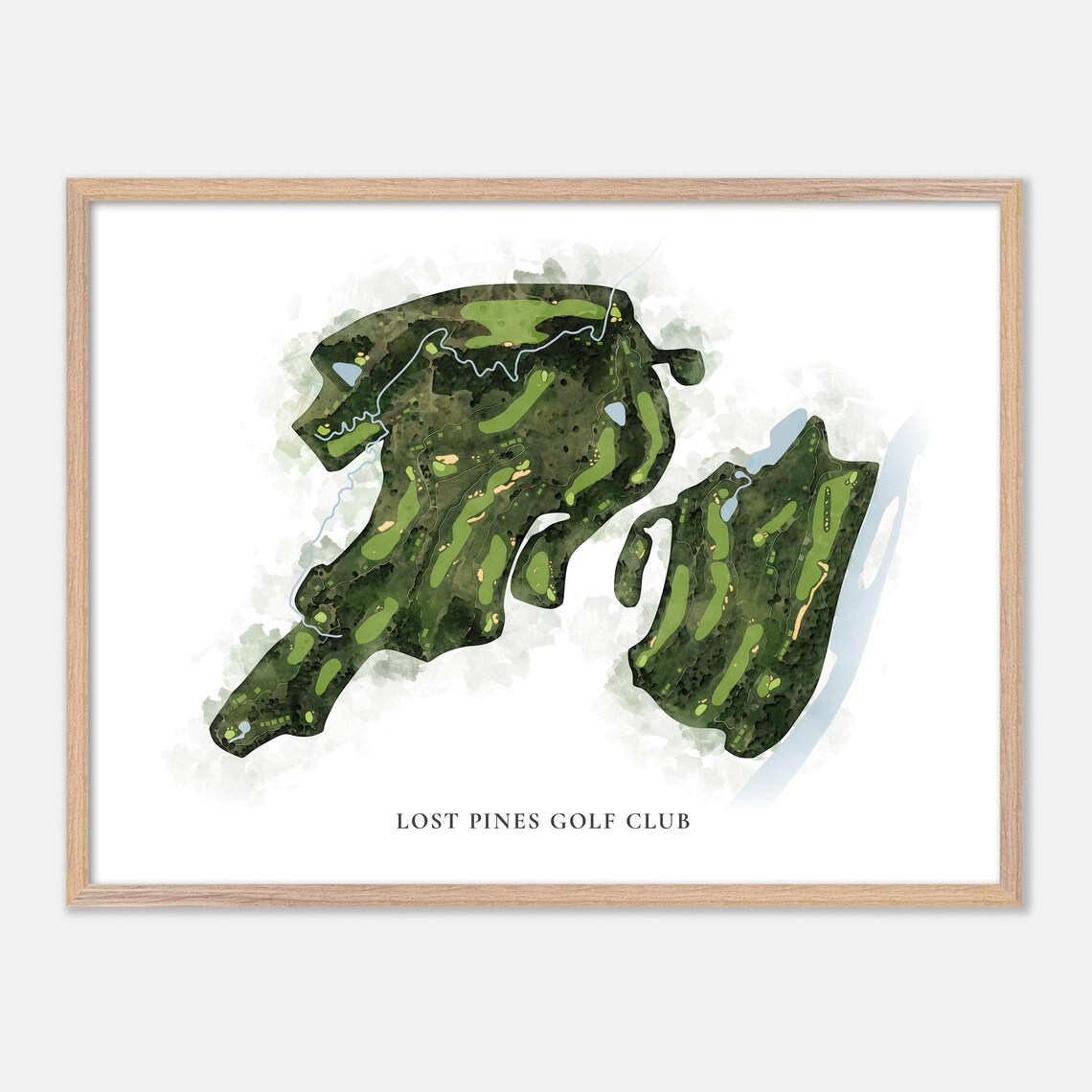 Lost Pines Golf Club Lost Pines Texas Classic Watercolor Map Poster