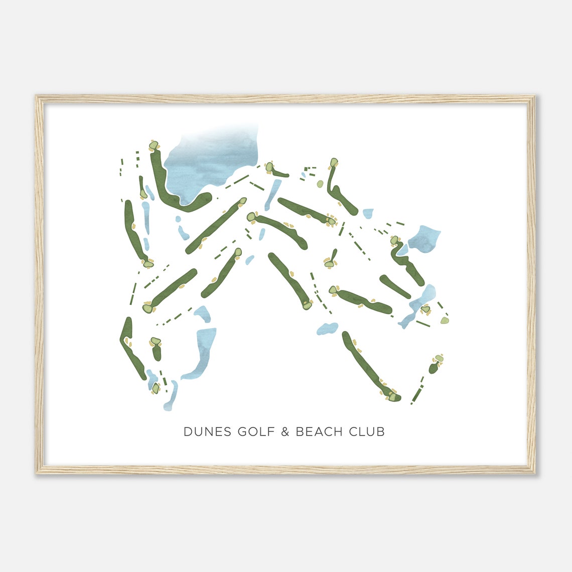 Dunes Golf and Beach Club Modern Watercolor Layout Map Poster