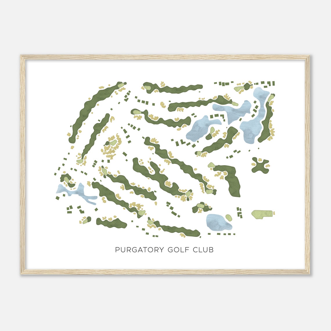 Purgatory Golf Club Modern Minimalist Watercolor Layout Map Poster - Image 2