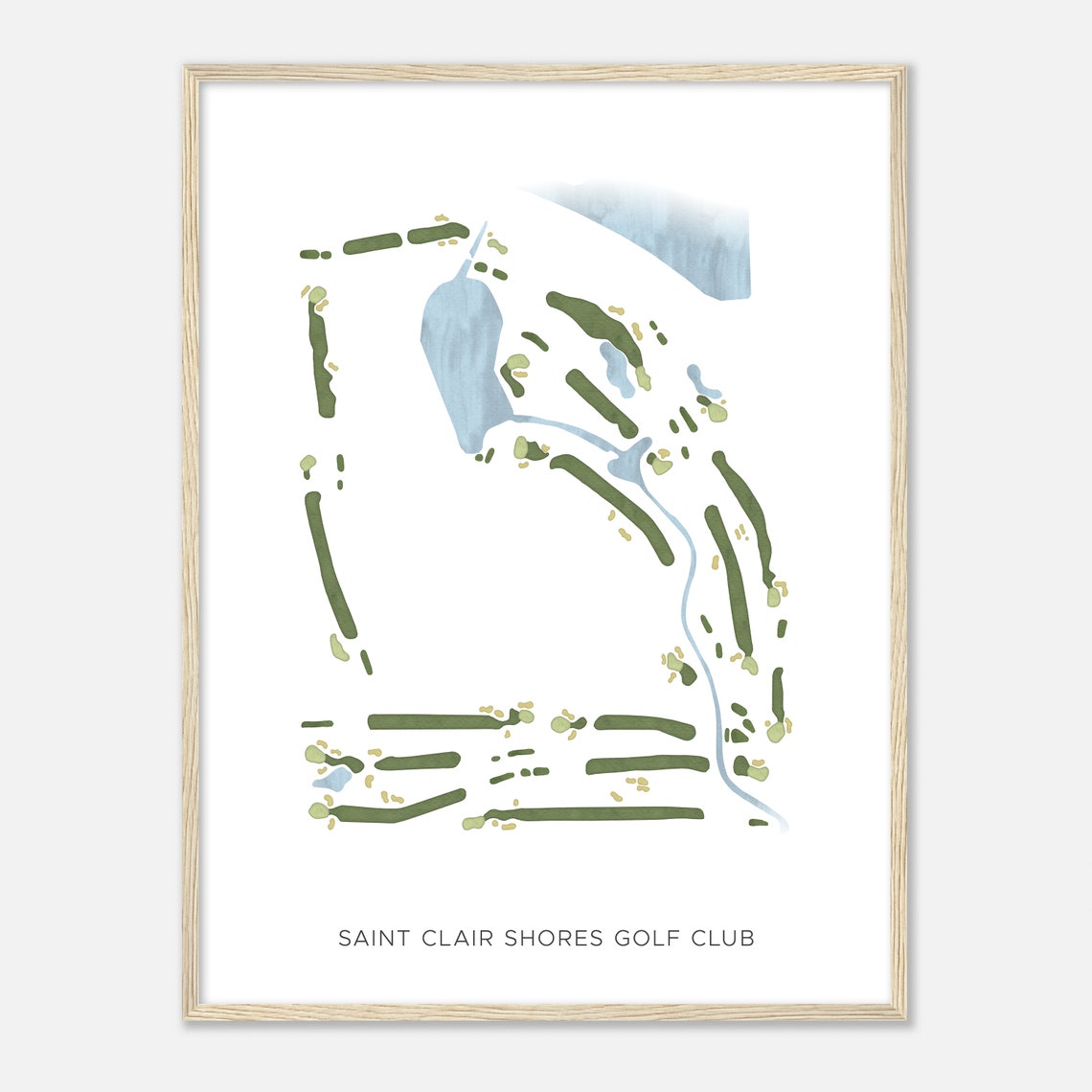 Saint Clair Shores Golf Club Modern Watercolor Golf Map Wall Art - Image 2
