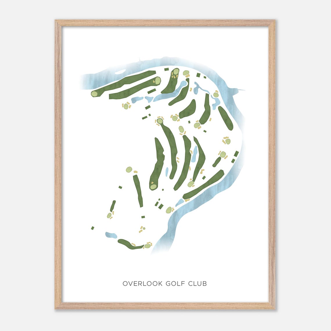 Overlook Golf Club Modern Minimalist Watercolor Course Map Poster - Image 6