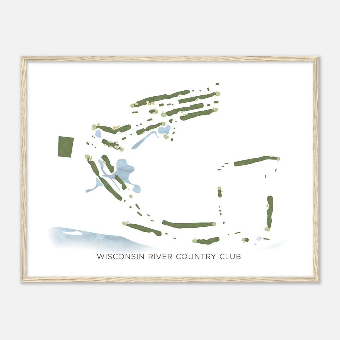 Wisconsin River Country Club Modern Watercolor Course Map Art Poster - Image 2