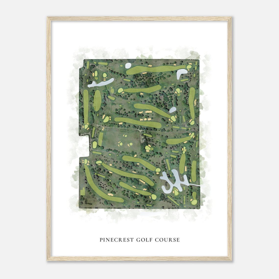 Pinecrest Golf Course Illinois Classic Watercolor Map Golfer Gift Golf Wall Art Golf Poster Print Course Layout