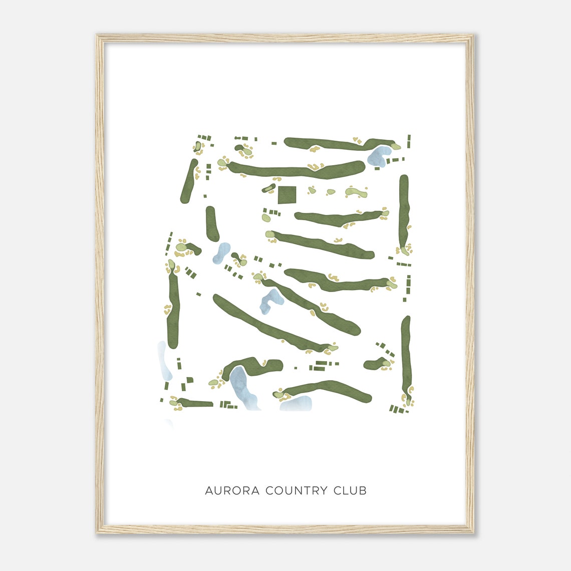 Aurora Country Club Illinois Modern Watercolor Golf Course Map Poster