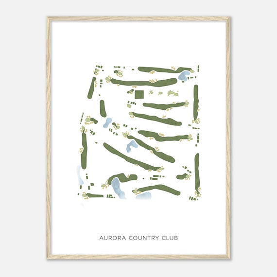 Aurora Country Club Illinois Modern Watercolor Map Golfer Gift Golf Wall Art Golf Poster Print Course Layout