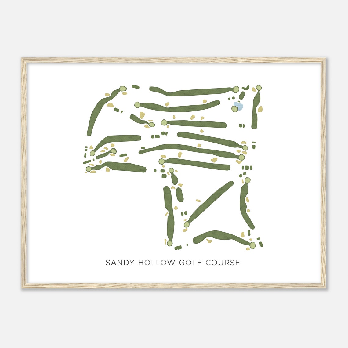 Sandy Hollow Golf Course Illinois Modern Watercolor Map Poster