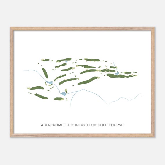 Abercrombie Country Club Golf Course Map, Watercolor
