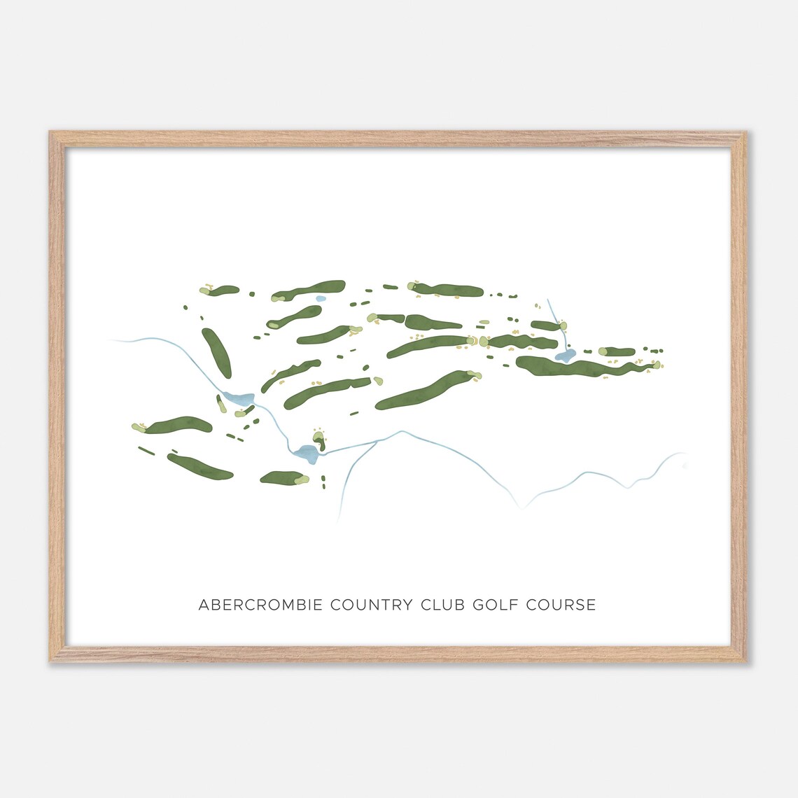 Abercrombie Country Club Golf Course Map, Watercolor