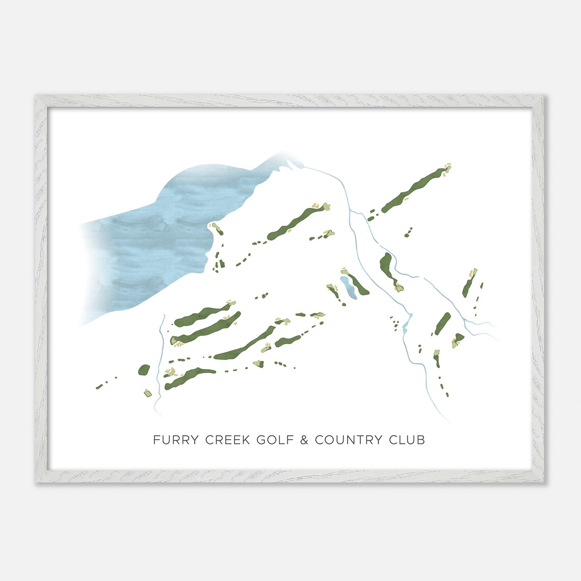Furry Creek Golf & Country Club Canada Modern Watercolor Course Map Poster - Image 3