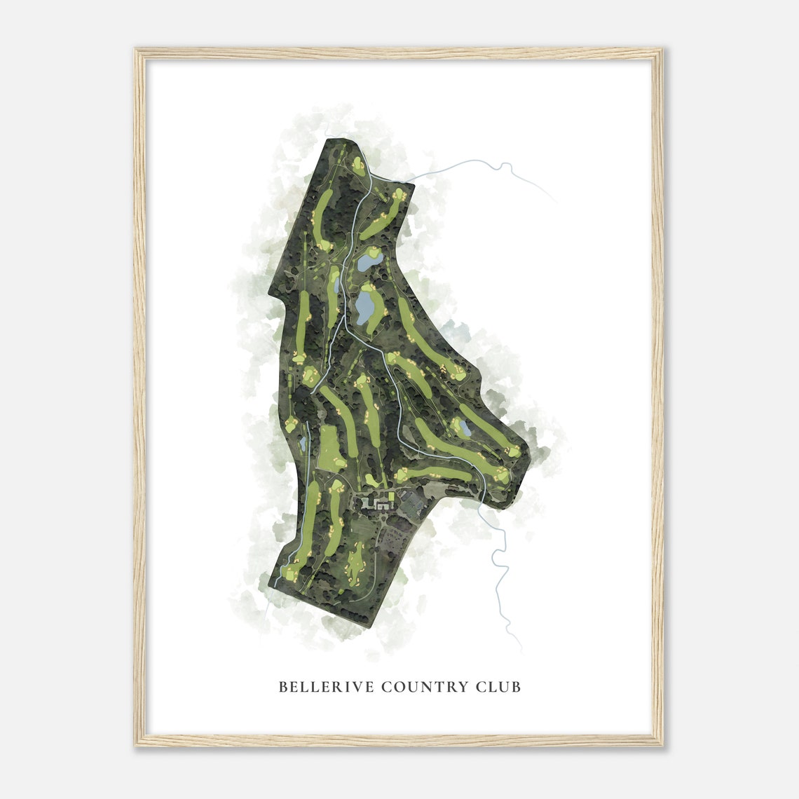 Bellerive Country Club Missouri Watercolor Golf Course Map Poster - Image 2