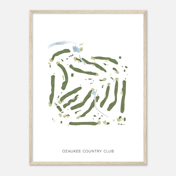 Ozaukee Country Club Wisconsin Modern Watercolor Map Golfer Gift Golf Wall Art Golf Poster Print Course Layout