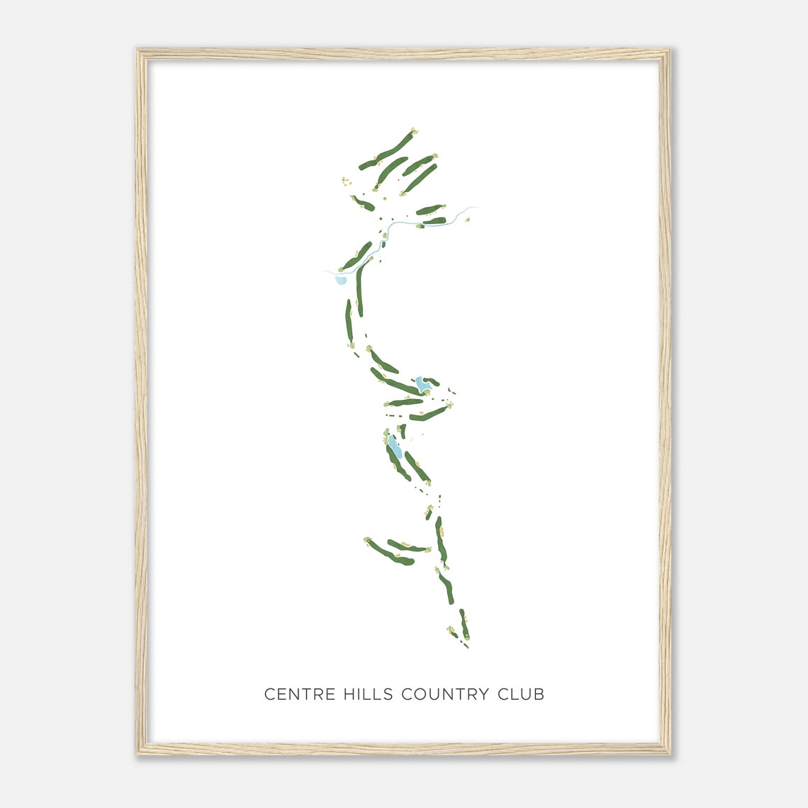 Centre Hills Country Club Modern Watercolor Golf Course Map Poster
