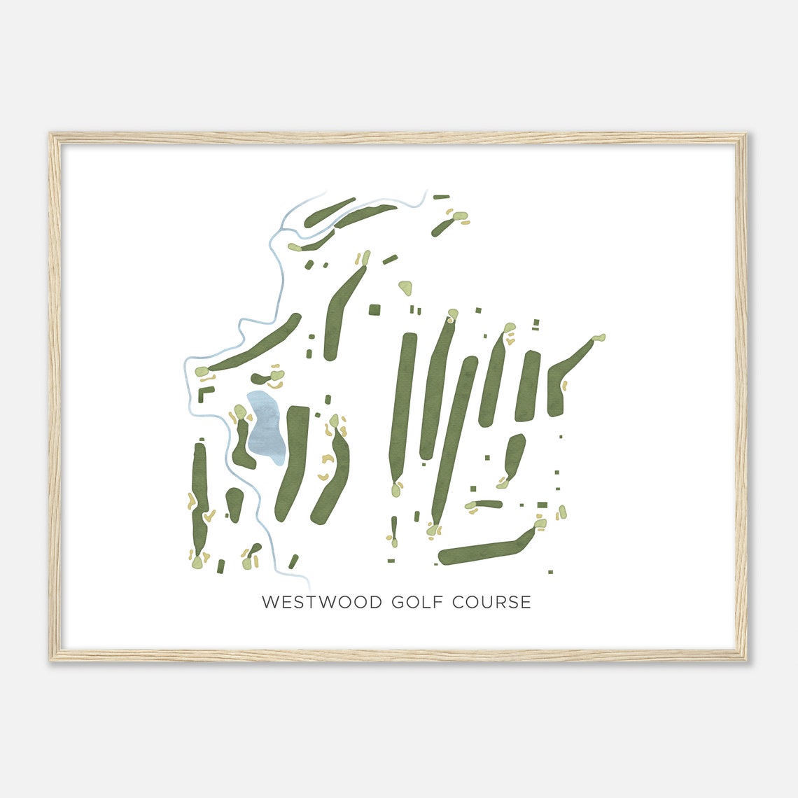 Westwood Golf Course Modern Minimalist Watercolor Map Wall Art - Image 2