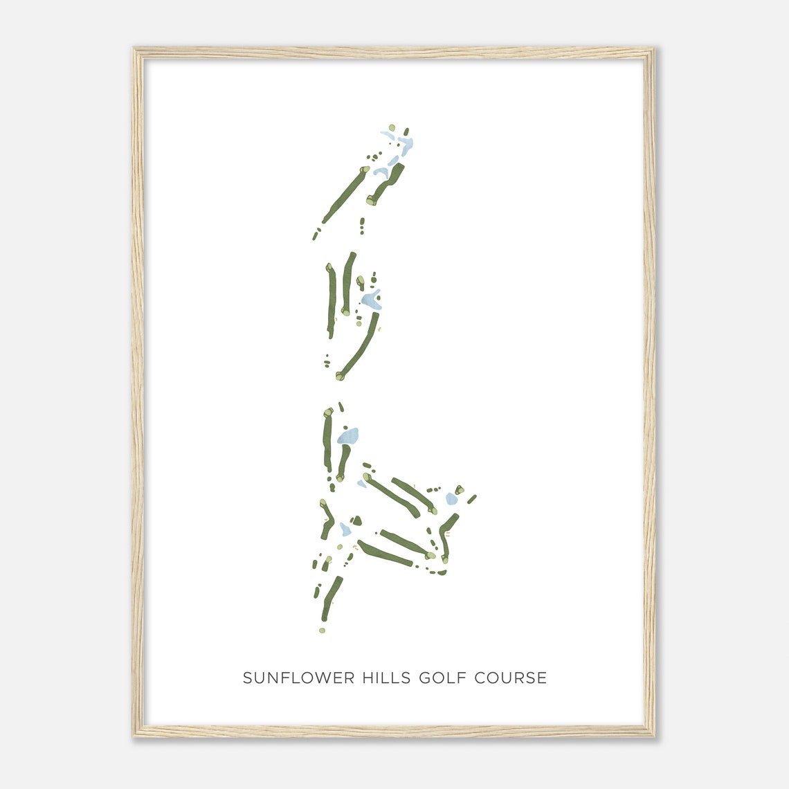 Sunflower Hills Golf Course Modern Watercolor Course Map Wall Art - Image 2