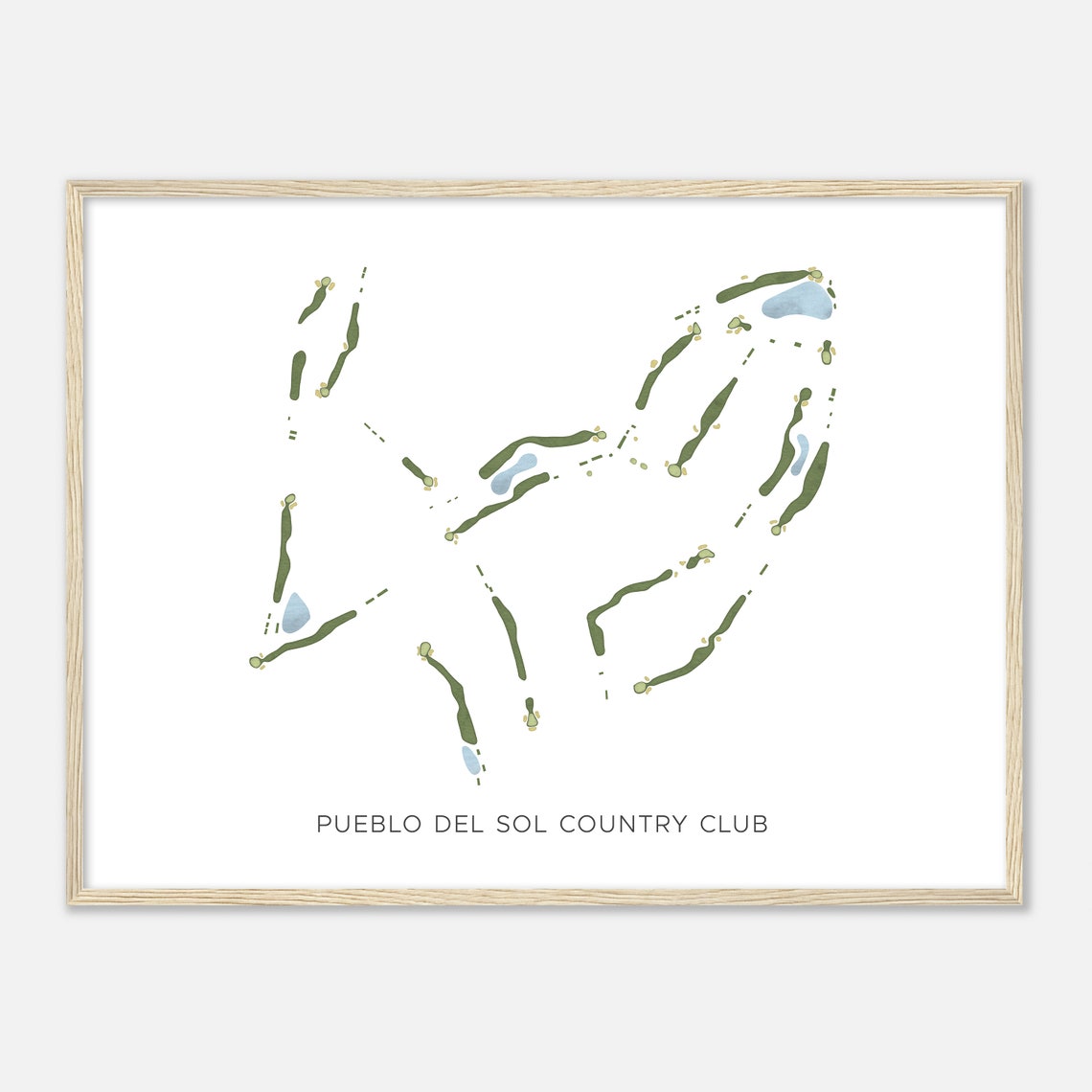 Pueblo Del Sol Country Club Modern Watercolor Golf Course Map Wall Art