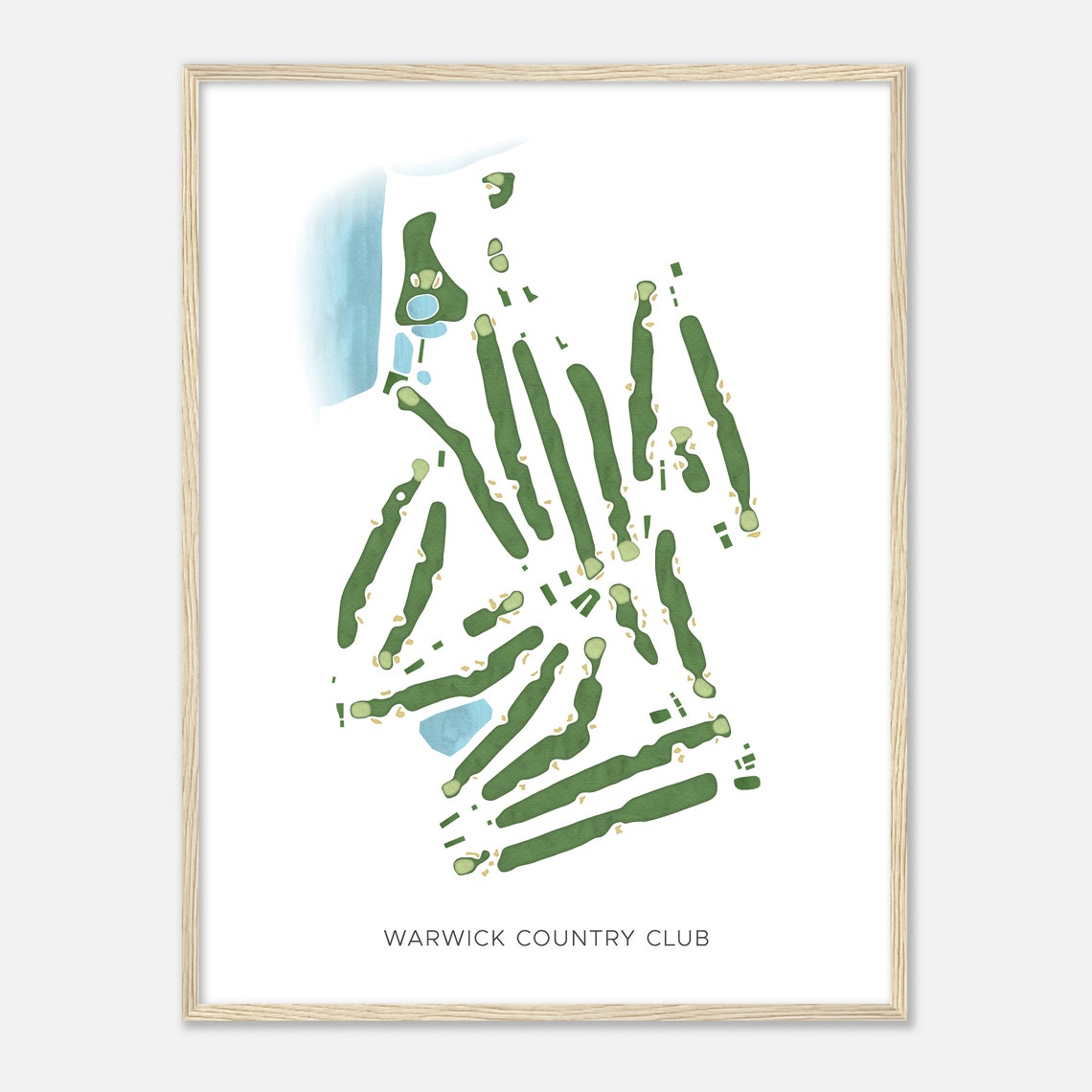 Warwick Country Club Modern Minimalist Watercolor Course Map Poster - Image 2