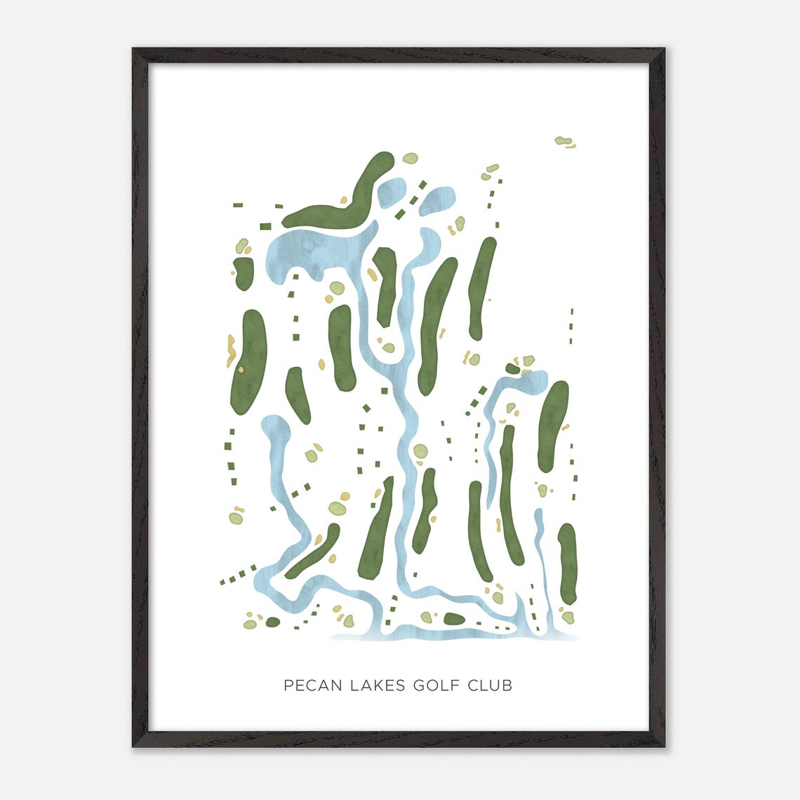 Pecan Lakes Golf Club Watercolor Riverside Fairway Map Poster - Image 3