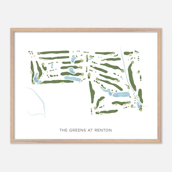 The Greens At Renton In Canada Modern Watercolor Map Golfer Gift Golf Wall Art Golf Poster Print Course Layout