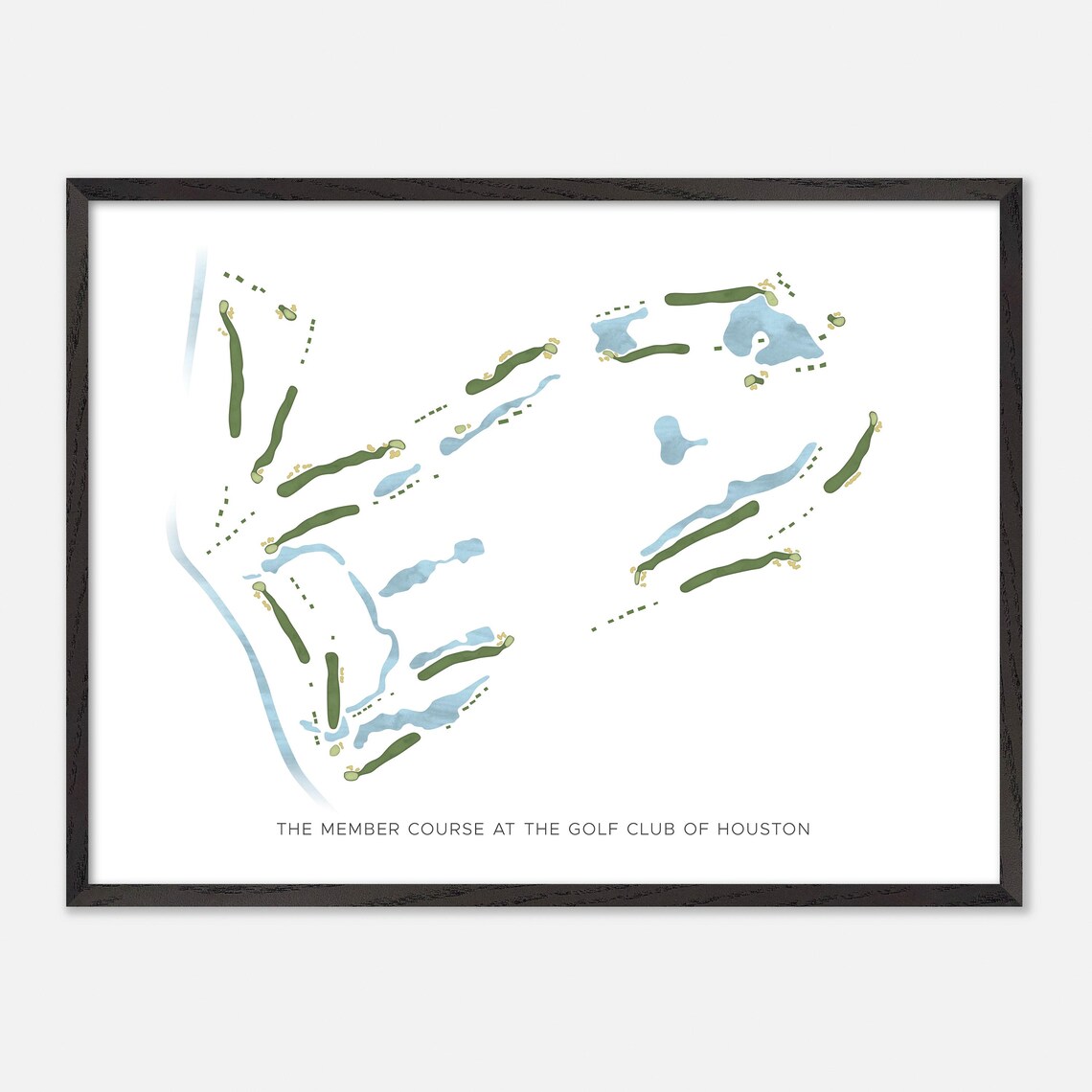 Member Course Golf Club of Houston Watercolor Fairway Map Poster - Image 5