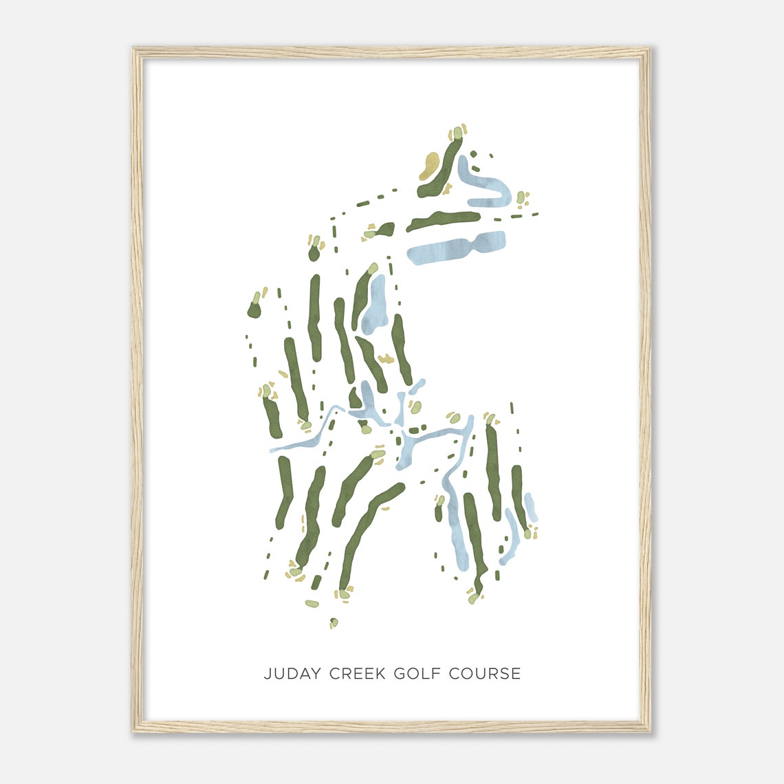 Juday Creek Golf Course Modern Minimalist Watercolor Map Poster