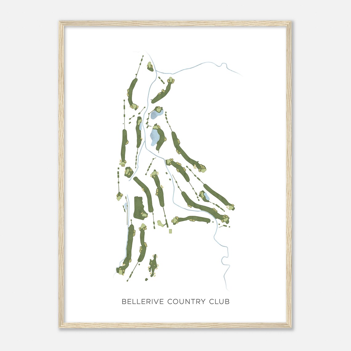 Bellerive Country Club Modern Minimalist Watercolor Map Poster - Image 2