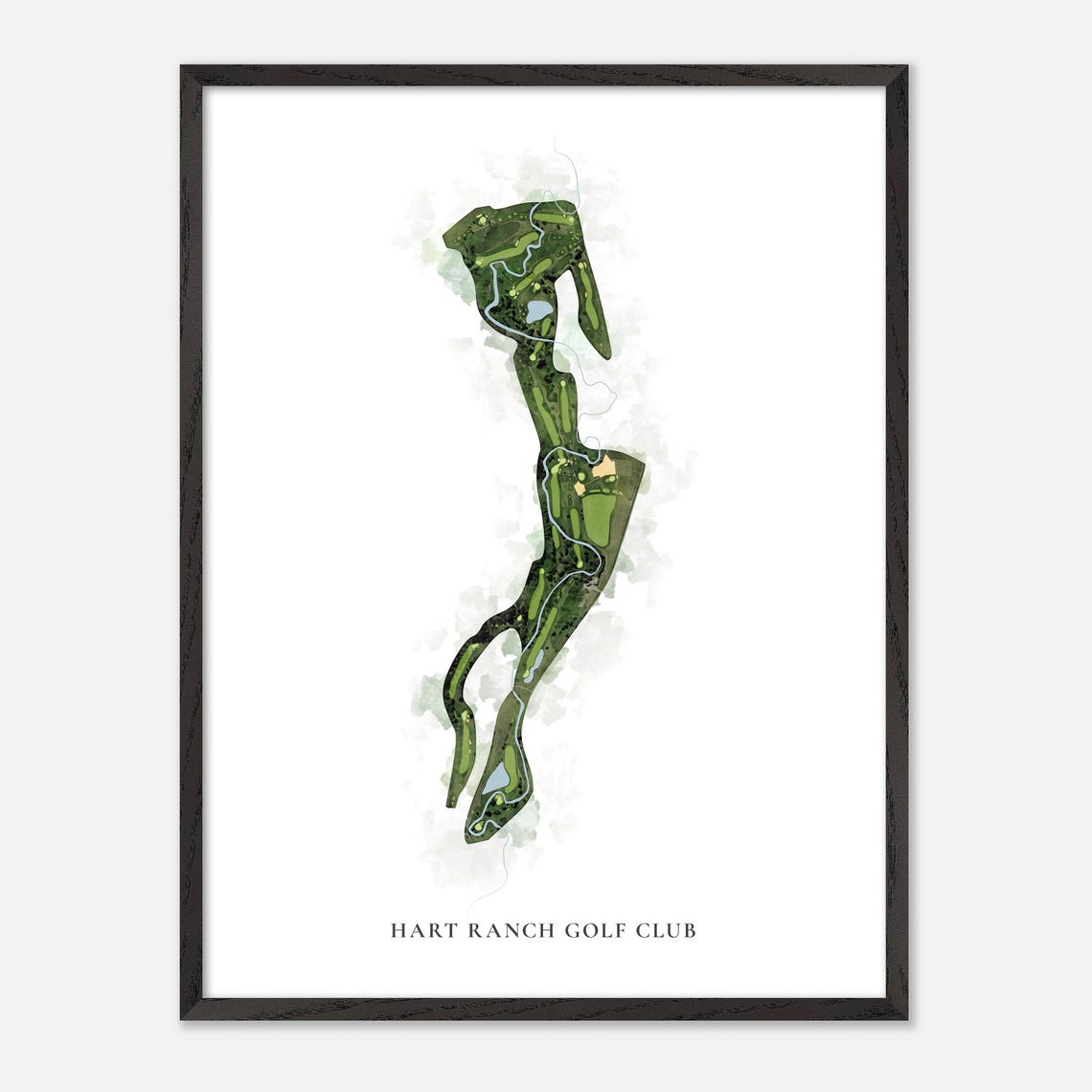 Hart Ranch Golf Club Classic Watercolor Course Map Art Poster - Image 3