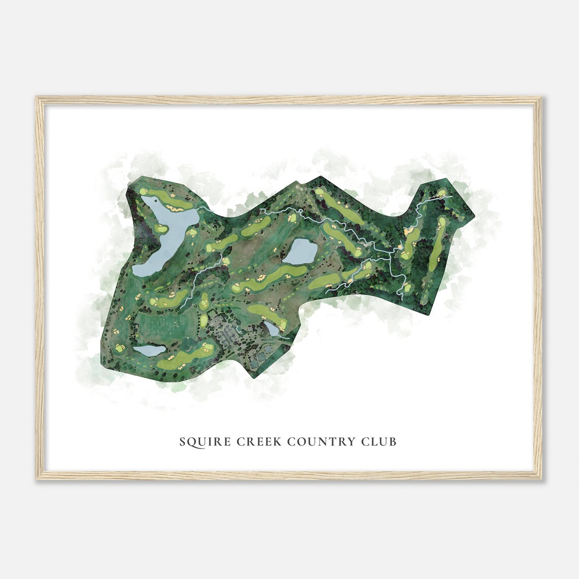 Squire Creek Country Club Louisiana Classic Watercolor Course Map Poster - Image 2