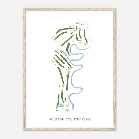 Houston Country Club Texas Modern Watercolor Map Golfer Gift Golf Wall Art Golf Poster Print Course Layout