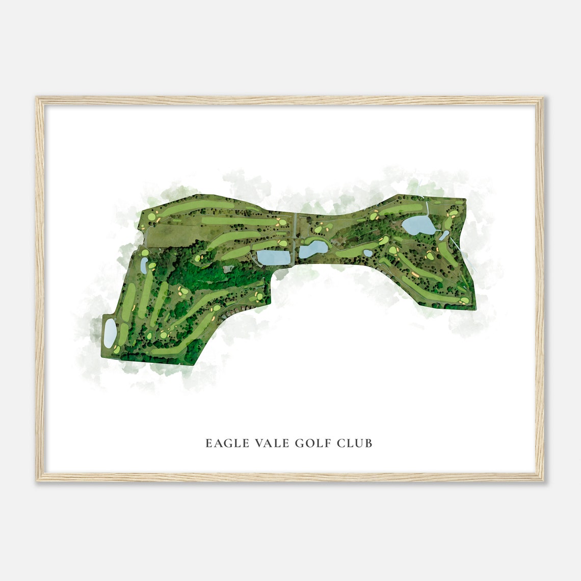 Eagle Vale Golf Club Classic Watercolor Aerial Course Map Poster