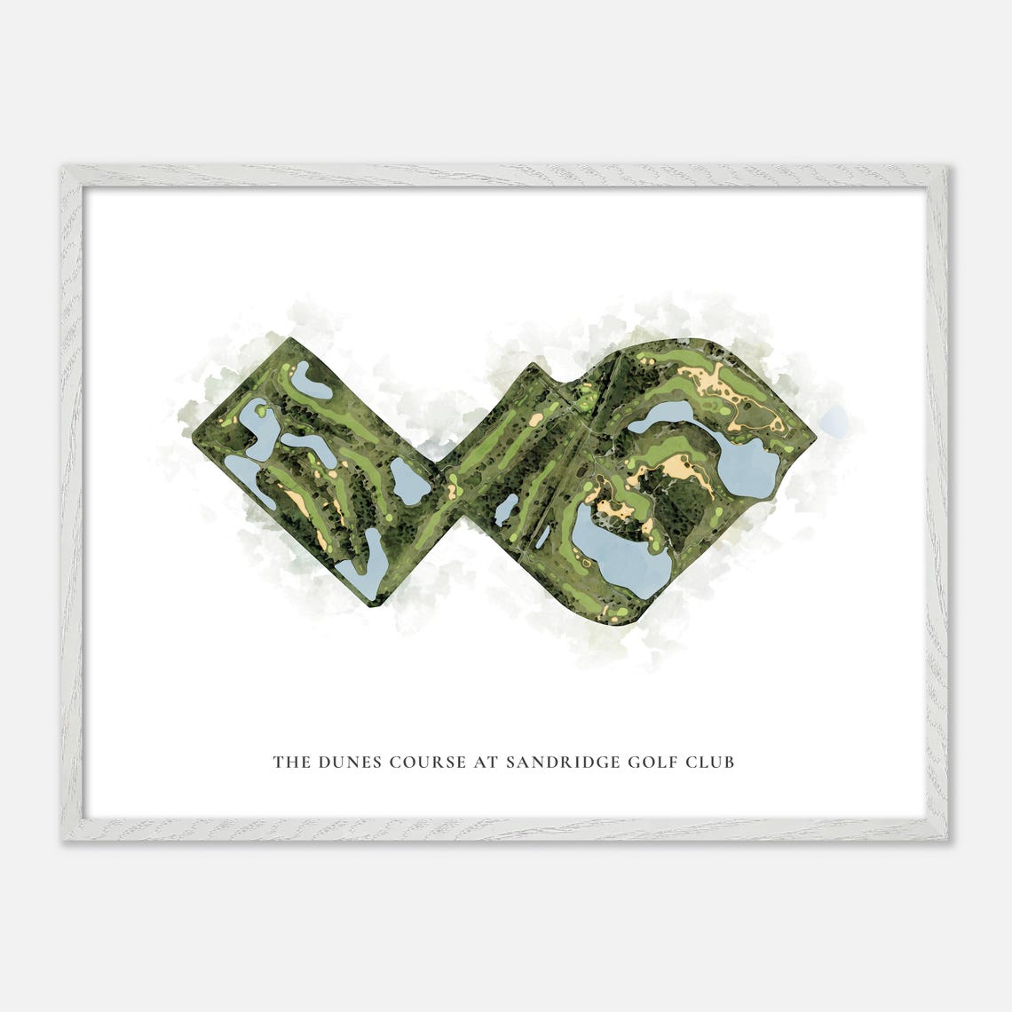 The Dunes Course Sandridge Golf Club Watercolor Map Art Poster - Image 4