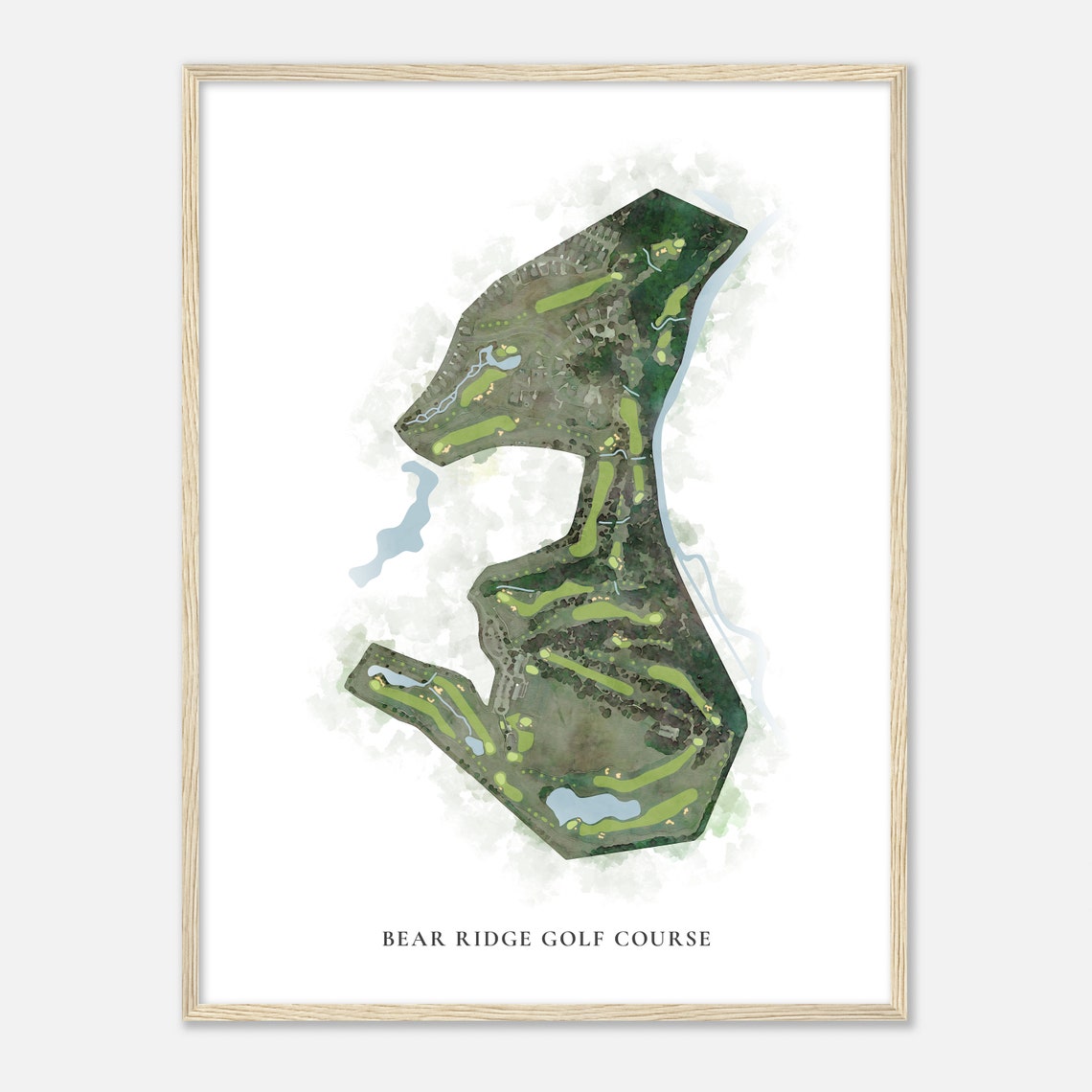 Bear Ridge Golf Course Texas Classic Watercolor Layout Map Poster - Image 2