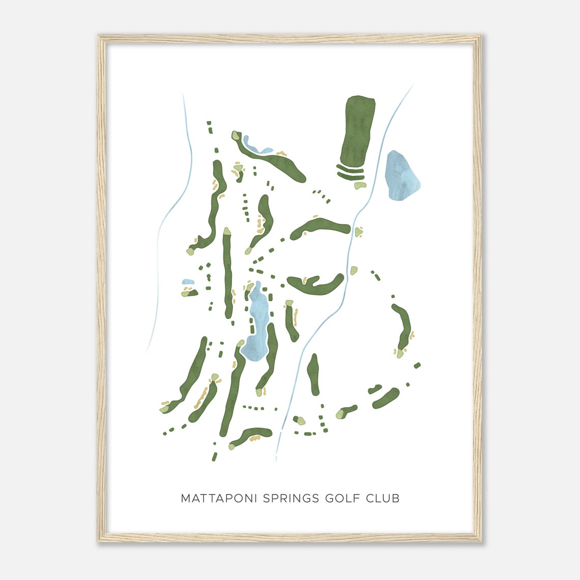 Mattaponi Springs Golf Club Modern Watercolor Golf Map Poster