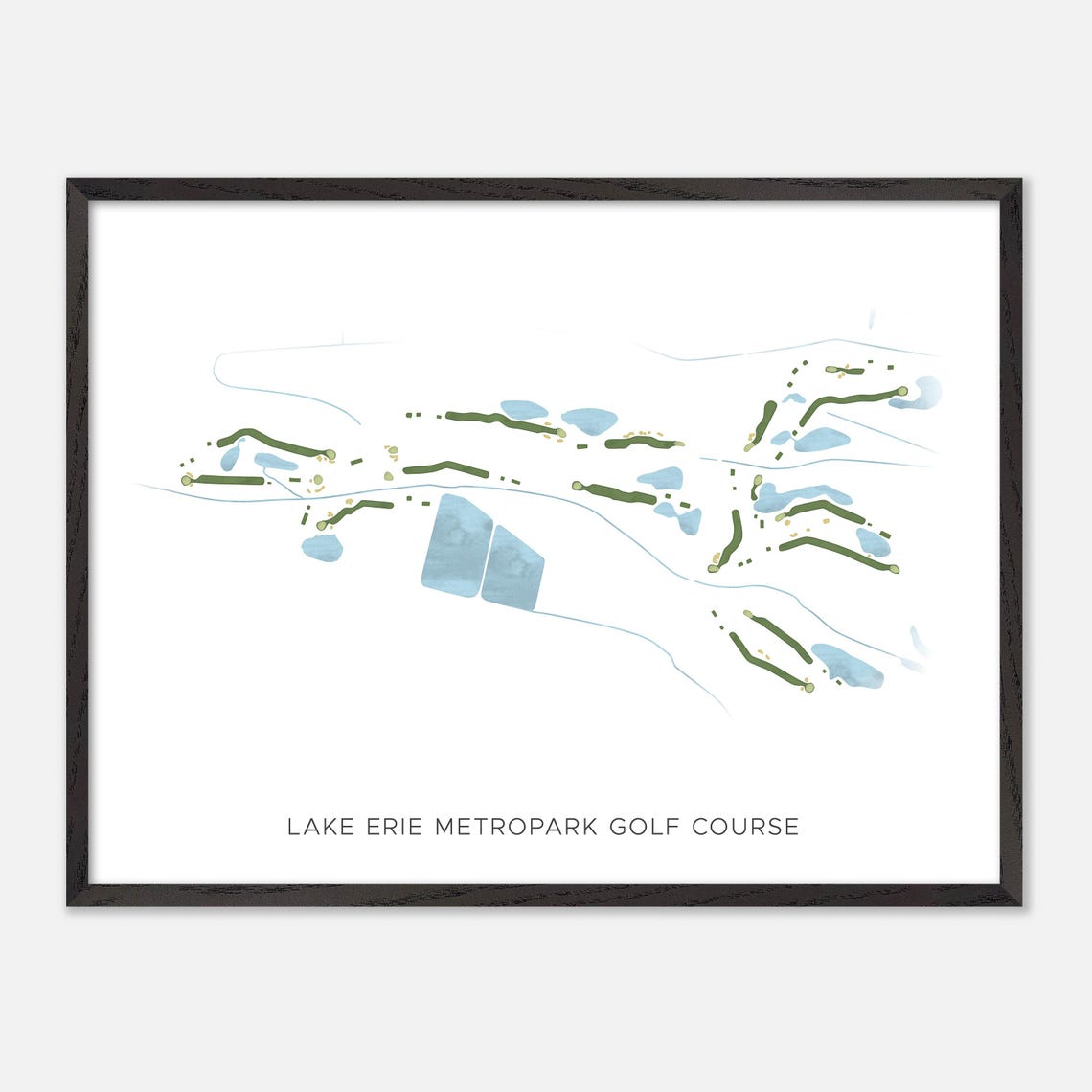 Lake Erie Metropark Golf Course Michigan Modern Watercolor Map Poster - Image 5