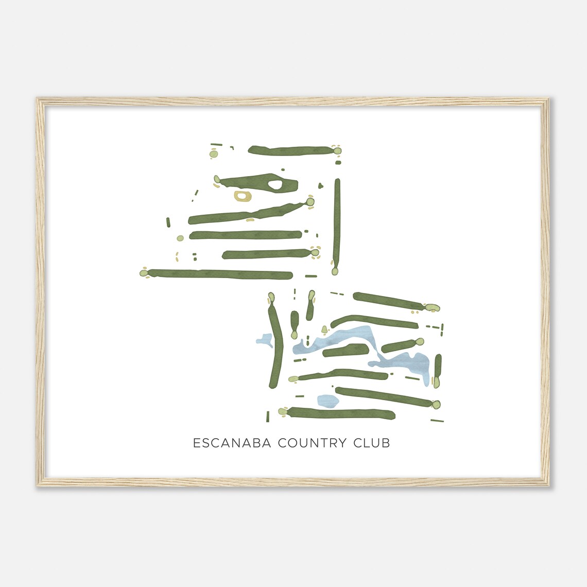 Escanaba Country Club Modern Watercolor Golf Course Map Poster - Image 2