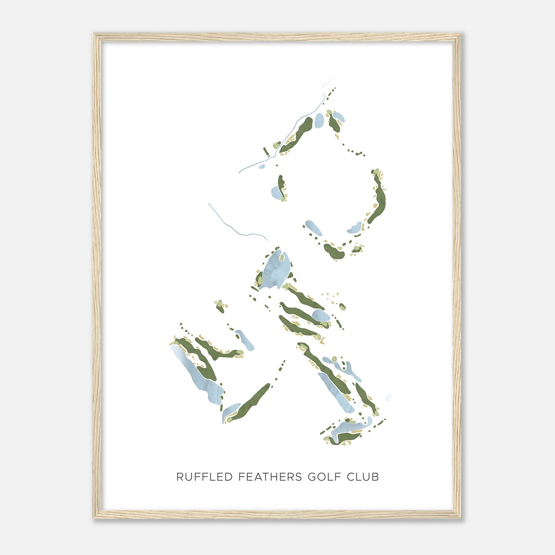 Ruffled Feathers Golf Club Illinois Modern Watercolor Map Golfer Gift Golf Wall Art Golf Poster Print Course Layout