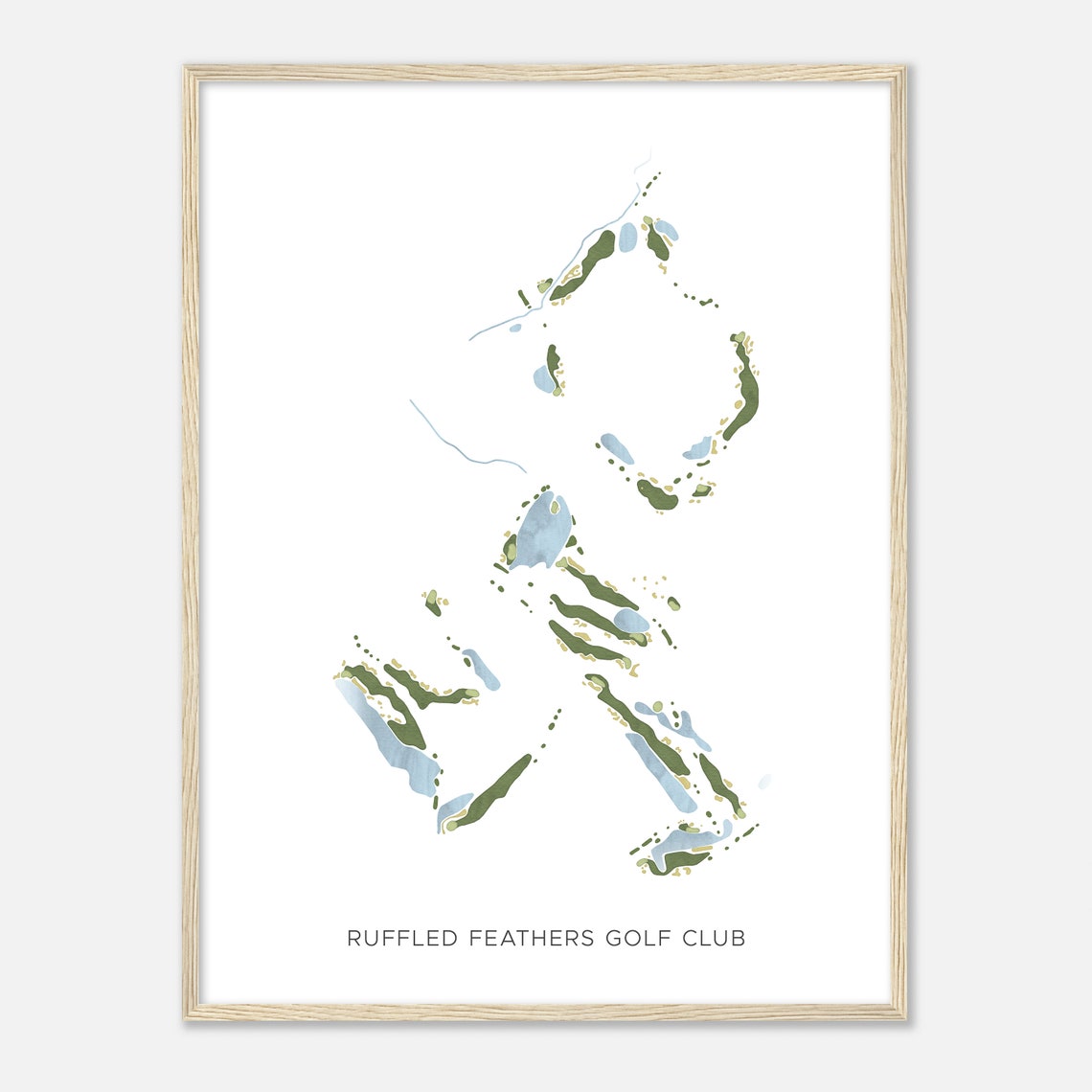 Ruffled Feathers Golf Club Modern Watercolor Golf Map Wall Art