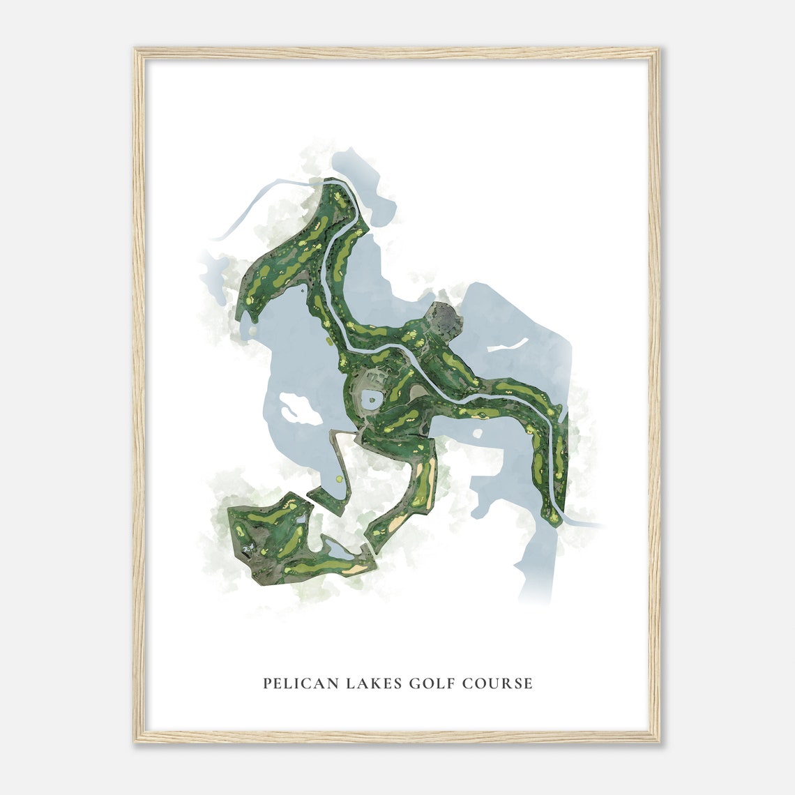 Pelican Lakes Golf Course Classic Watercolor Lakes Map Poster - Image 2
