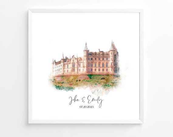 Wedding Venue Print Wedding Gift Unique Anniversary Present Painting From Photo Personalised Drawing Couple Gift Wedding Painting