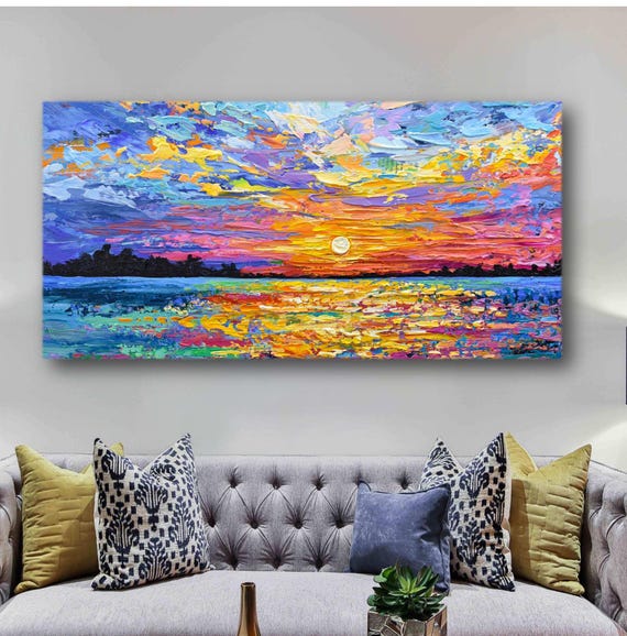 Sunset Ocean Impressionist Tropical Beach Art Print