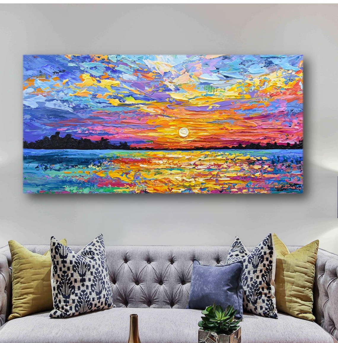 Sunset Ocean Impressionist Tropical Beach Art Print